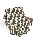Minimalist Geometric Pattern Throw Blanket, Modern Abstract Staircase Design, Neutral Earthy Home Decor Aesthetic