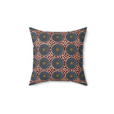 Boho Geometric Throw Pillow, Modern Abstract Circle Pattern Decor, Earthy Terracotta and Dark Green Accent Cushion for Living Room