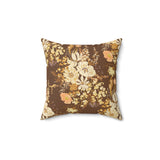 Floral Frog Throw Pillow, Artistic Botanical Accent Cushion, Earth Tone Nature Decor for Sophisticated Living Spaces