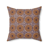 Boho Geometric Throw Pillow, Modern Abstract Circle Pattern Decor, Earthy Terracotta and Dark Green Accent Cushion for Living Room