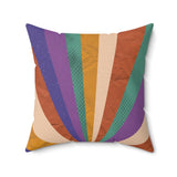 Retro Sun Rays: Faux Suede Pillow