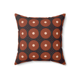 Boho Geometric Throw Pillow, Modern Abstract Circle Pattern Decor, Earthy Terracotta and Dark Green Accent Cushion for Living Room