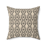 Modern Diasporic Design Geometric Throw Pillow, Moroccan Tile Pattern Decorative Cushion for Living Room, Elegant Black and Beige Home Decor Accent