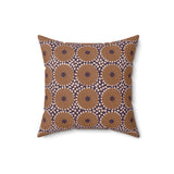 Boho Geometric Throw Pillow, Modern Abstract Circle Pattern Decor, Earthy Terracotta and Dark Green Accent Cushion for Living Room