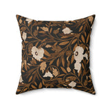 Heirloom Okra Boho Floral Throw Pillow, Moody Botanical Cushion Cover, Dark Academia Earth Tone Decor for Living Room or Bedroom