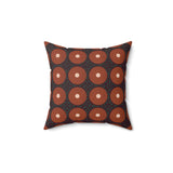 Boho Geometric Throw Pillow, Modern Abstract Circle Pattern Decor, Earthy Terracotta and Dark Green Accent Cushion for Living Room