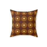 Boho Geometric Throw Pillow, Modern Abstract Circle Pattern Decor, Earthy Terracotta and Dark Green Accent Cushion for Living Room