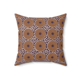 Boho Geometric Throw Pillow, Modern Abstract Circle Pattern Decor, Earthy Terracotta and Dark Green Accent Cushion for Living Room