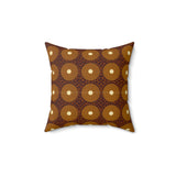 Boho Geometric Throw Pillow, Modern Abstract Circle Pattern Decor, Earthy Terracotta and Dark Green Accent Cushion for Living Room