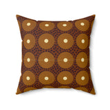 Boho Geometric Throw Pillow, Modern Abstract Circle Pattern Decor, Earthy Terracotta and Dark Green Accent Cushion for Living Room