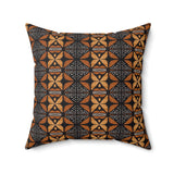 Geometric Mudcloth Throw Pillow, Modern African Textile Print Accent Cushion, Earthy Brown and Black Luxury Home Decor