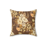Floral Frog Throw Pillow, Artistic Botanical Accent Cushion, Earth Tone Nature Decor for Sophisticated Living Spaces