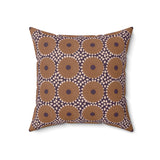 Boho Geometric Throw Pillow, Modern Abstract Circle Pattern Decor, Earthy Terracotta and Dark Green Accent Cushion for Living Room