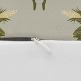 Heirloom Okra Vintage Botanical Lumbar Pillow — Green Floral Damask Accent