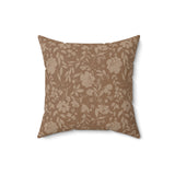 Heirloom Okra Boho Floral Throw Pillow, Modern Minimalist Flower Pattern Cushion Cover, Earthy Brown Botanical Decor for Living Room or Bedroom