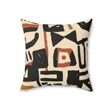 Abstract Geometric Throw Pillow, Mid Century Modern Cream and Black Decorative Cushion, Boho Living Room Accent Piece