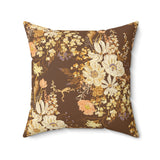 Floral Frog Throw Pillow, Artistic Botanical Accent Cushion, Earth Tone Nature Decor for Sophisticated Living Spaces
