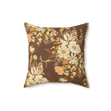 Floral Frog Throw Pillow, Artistic Botanical Accent Cushion, Earth Tone Nature Decor for Sophisticated Living Spaces