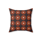 Boho Geometric Throw Pillow, Modern Abstract Circle Pattern Decor, Earthy Terracotta and Dark Green Accent Cushion for Living Room