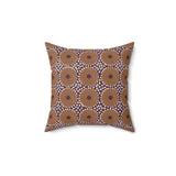 Boho Geometric Throw Pillow, Modern Abstract Circle Pattern Decor, Earthy Terracotta and Dark Green Accent Cushion for Living Room