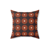 Boho Geometric Throw Pillow, Modern Abstract Circle Pattern Decor, Earthy Terracotta and Dark Green Accent Cushion for Living Room
